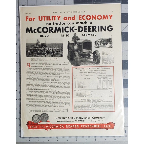 May 1931 McCormick-Deering the New 10-20, 15-30 and Farmall Advertisement - Picture 1 of 3